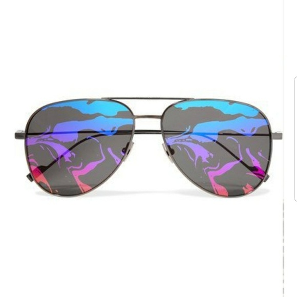 Saint Laurent Mirrored Titanium Sunglasses - Picture 3 of 6